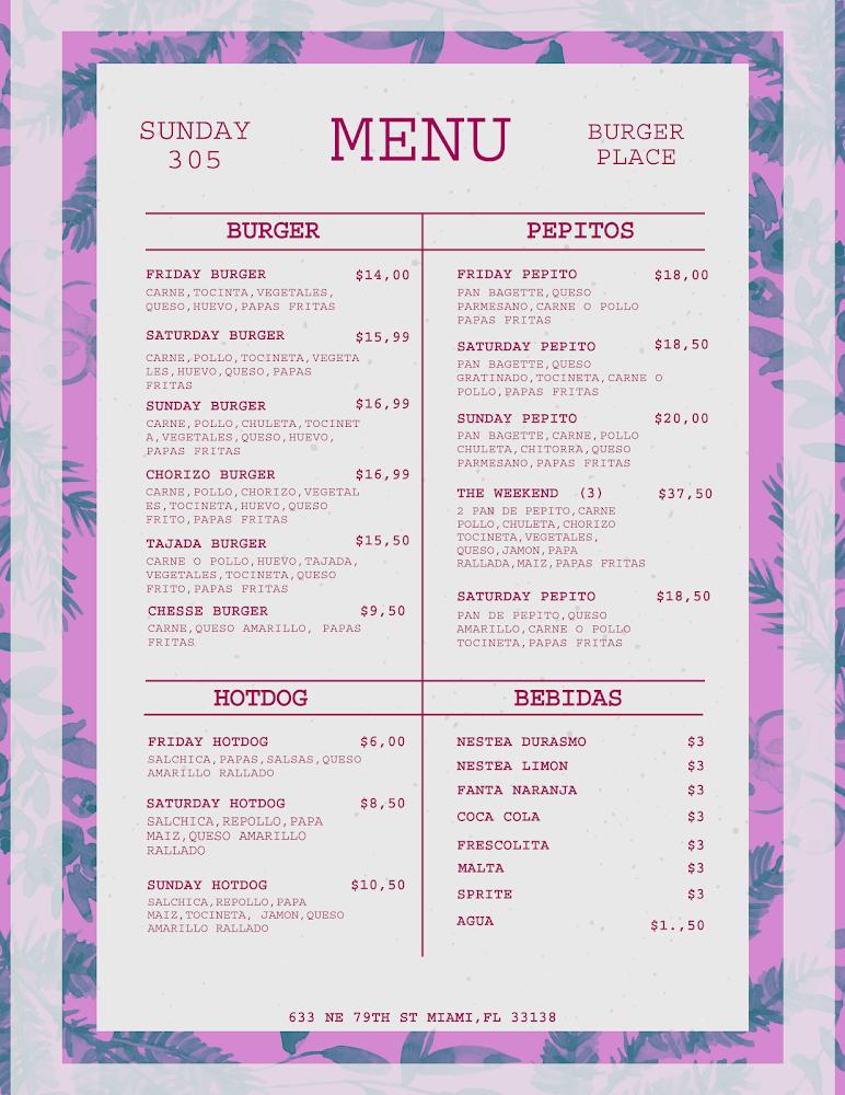 sunday305 smash burgers Menu image 1